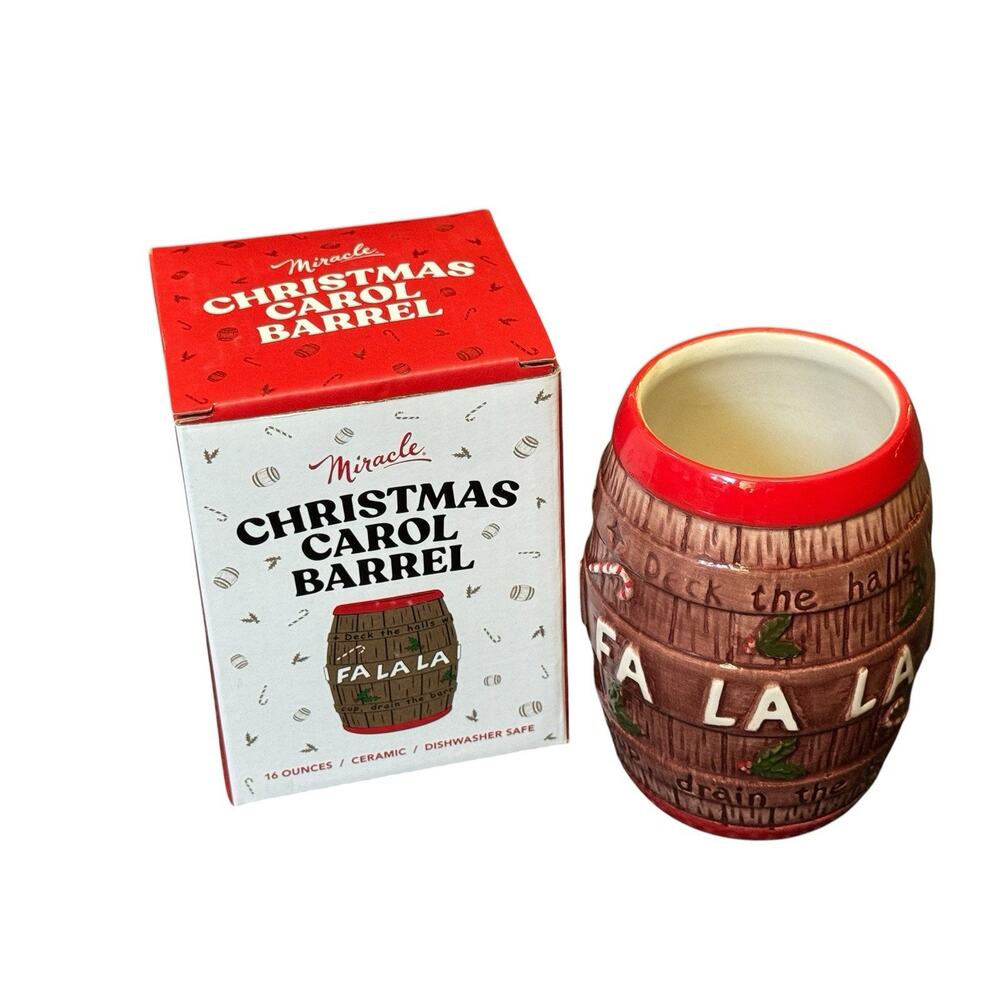 Cocktail Kingdom Miracle Christmas Carol Barrel Mug 16oz Fa La La Ceramic